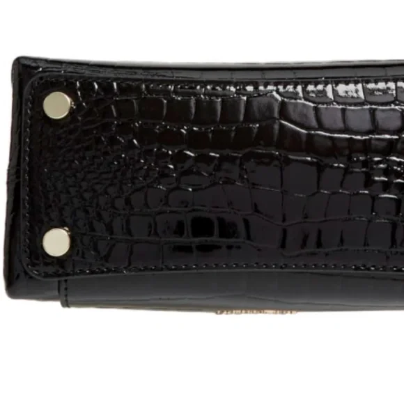 NWT kate spade Romy Small Crocodile-Embossed Patent Leather Satchel Black